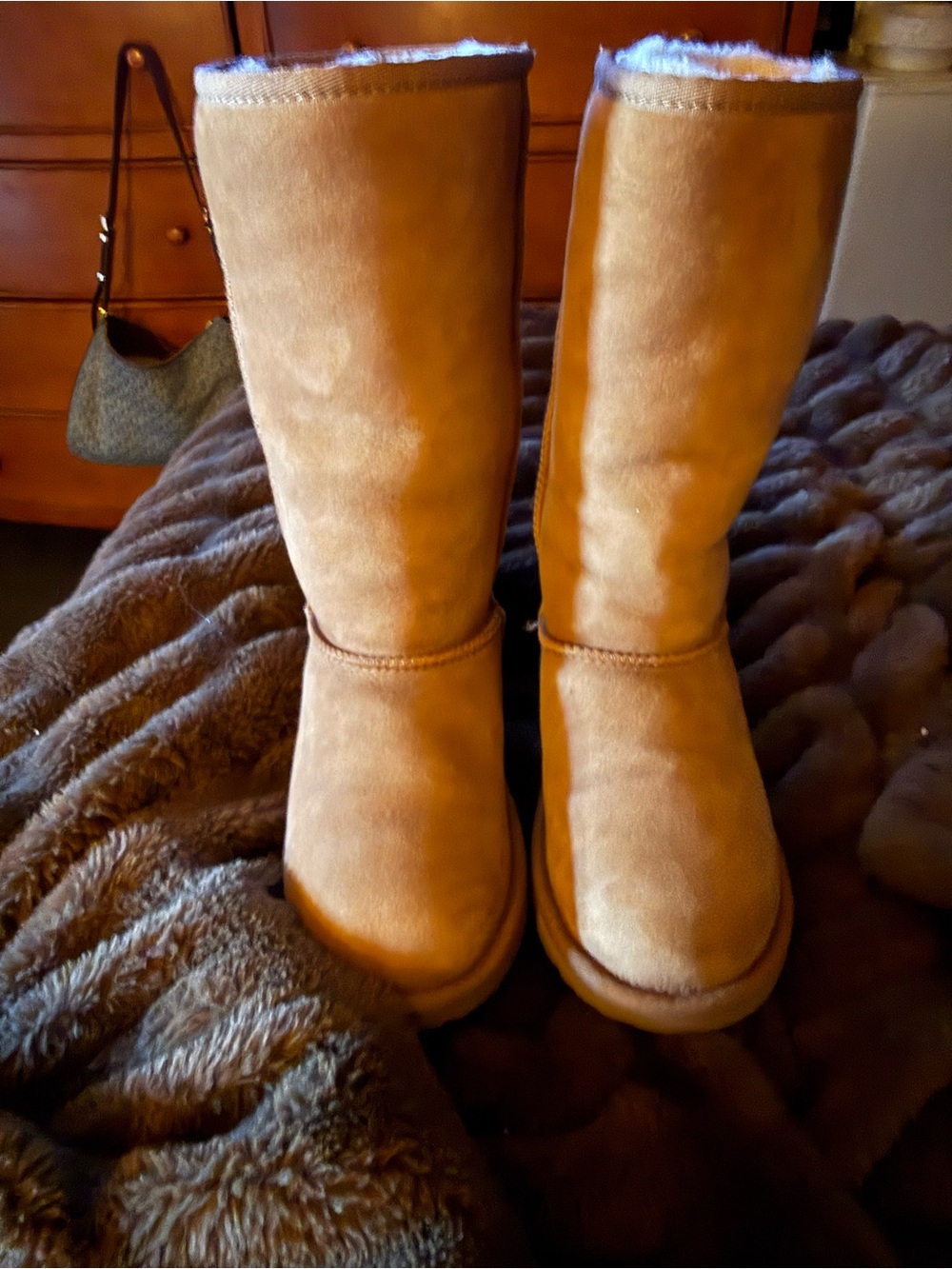 UGG Women's Tall Suede Winter Boots - Chestnut like new